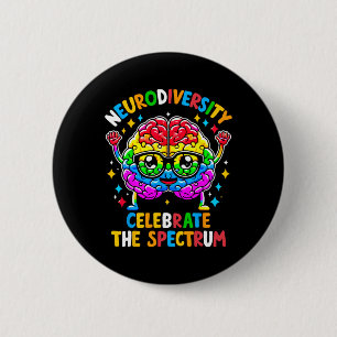 Neurodiversiteit hersenen autisme bewustzijn ronde button 5,7 cm