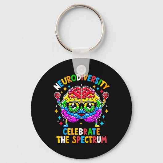 Neurodiversiteit hersenen autisme bewustzijn sleutelhanger (Voorkant)