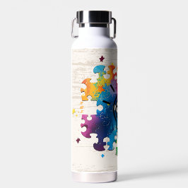 Neurodiversiteit hersenpuzzel waterfles