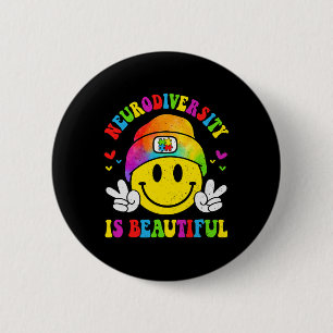Neurodiversiteit is een mooie glimlach Gezicht Aut Ronde Button 5,7 Cm