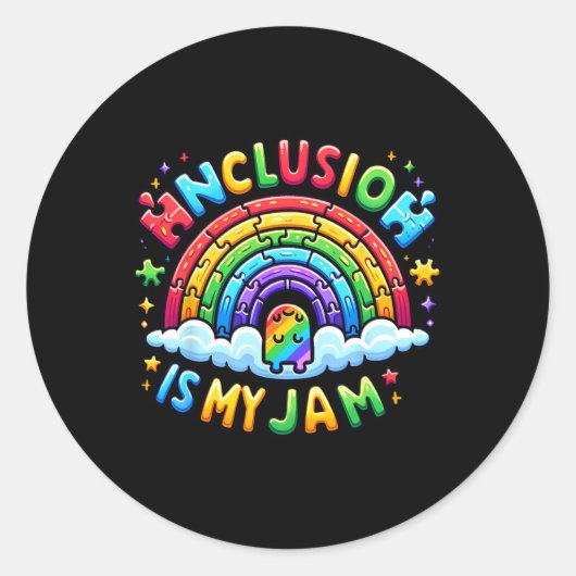 Neurodiversiteit is mijn jam autisme Awarenes Ronde Sticker (Voorkant)