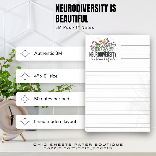 Neurodiversiteit is Mooie Gelijnde 3M Post-it® Not Notes
