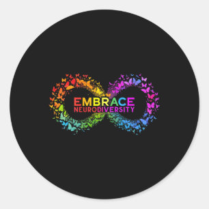 Neurodiversiteit Omarm ADHD Autisme ASS Vlinder I Ronde Sticker