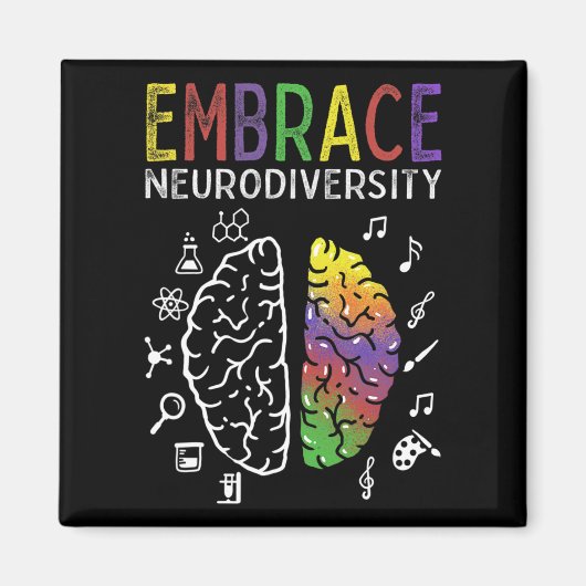 Neurodiversiteit Omhels ADHD Autisme en hersenen Magneet (Voorkant)