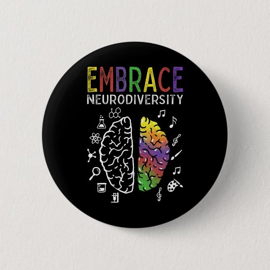 Neurodiversiteit Omhels ADHD Autisme en hersenen Ronde Button 5,7 Cm (Voorkant)