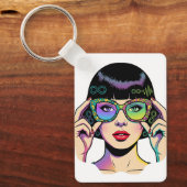 Neurodiversiteit Oneindigheidssymbool Pop Art Vrou Sleutelhanger (Voorkant)