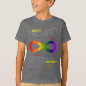 Neurodiversiteit stippen donker t-shirt (Voorkant)