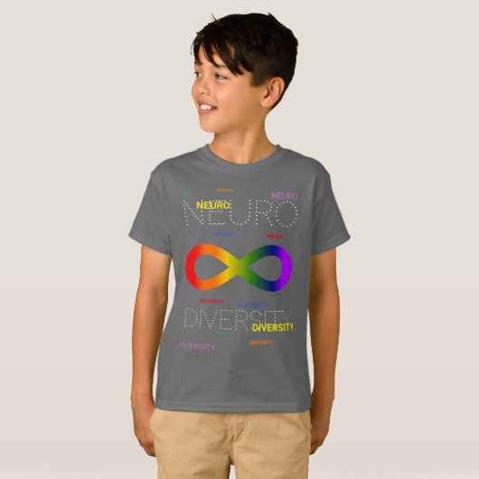 Neurodiversiteit stippen donker t-shirt (Voorkant volledig)
