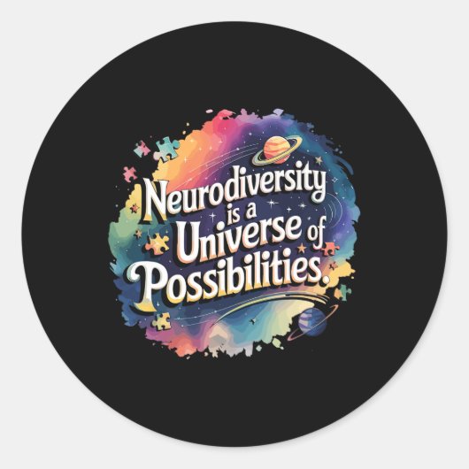 Neurodiversiteit Universum van mogelijkheden in de Ronde Sticker (Voorkant)