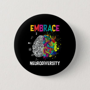 Neurodiversiteit Vier Het Spectrum Brein Autisme Ronde Button 5,7 Cm
