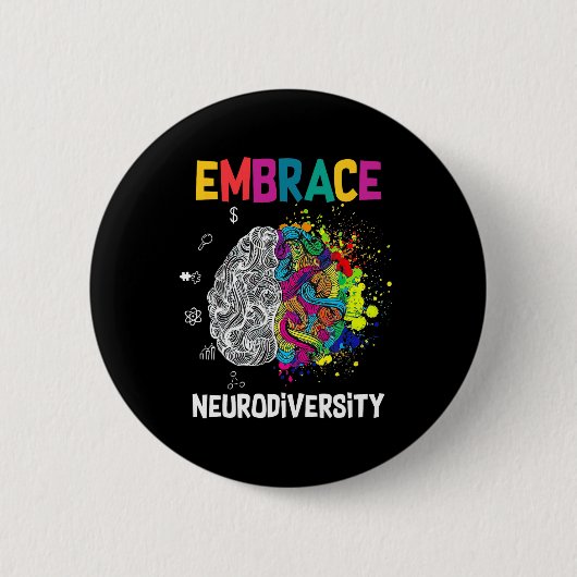 Neurodiversiteit Vier Het Spectrum Brein Autisme Ronde Button 5,7 Cm (Voorkant)