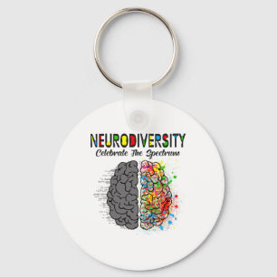 Neurodiversiteit Vier Het Spectrum Brein Autisme Sleutelhanger
