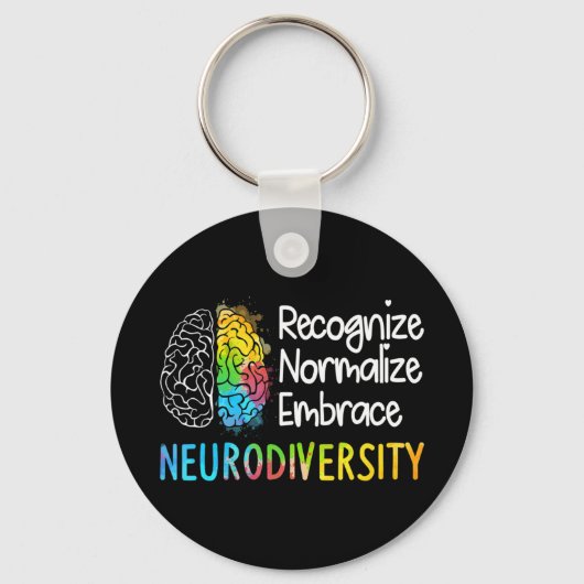 Neurodiversiteit, vieren het spectrum. De hersenen Sleutelhanger (Voorkant)