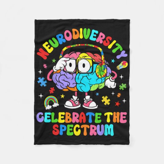 Neurodiversiteit vieren het spectrum - hersenautis fleece deken (Voorkant)