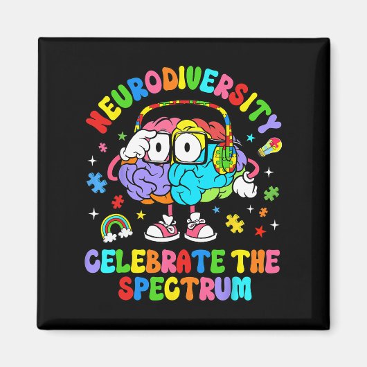 Neurodiversiteit vieren het spectrum - hersenautis magneet (Voorkant)