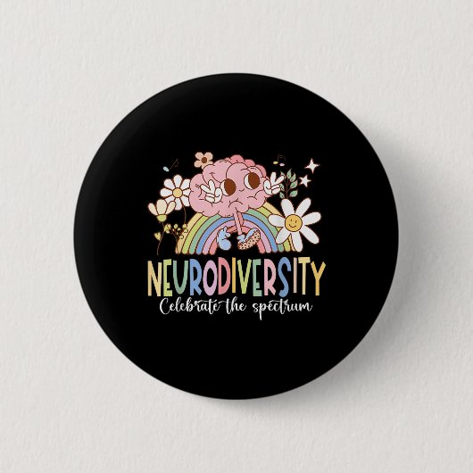Neurodiversiteit vieren het spectrum - hersenautis ronde button 5,7 cm (Voorkant)