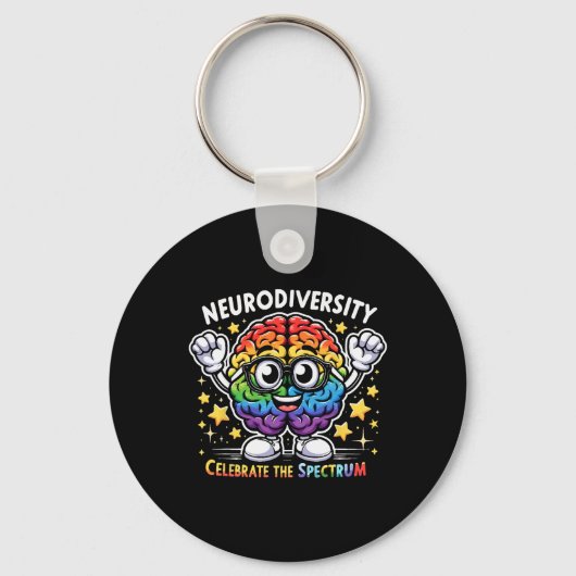 Neurodiversiteit vieren het spectrum - hersenautis sleutelhanger (Voorkant)