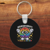 Neurodiversiteit vieren het spectrum - hersenautis sleutelhanger (Voorkant)