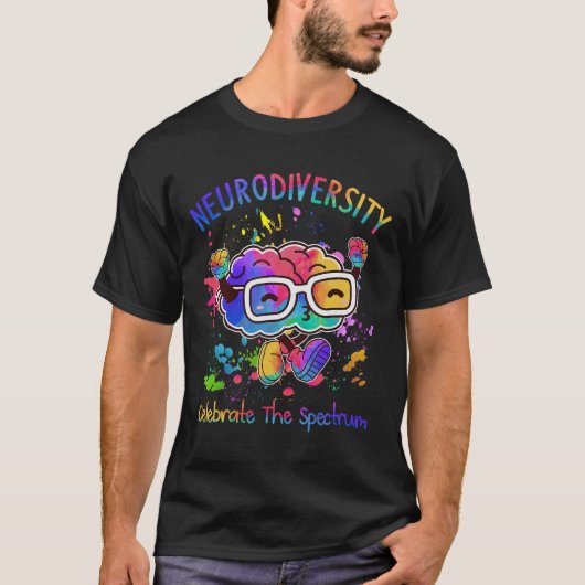 Neurodiversiteit vieren het spectrum - hersenautis t-shirt (Voorkant)