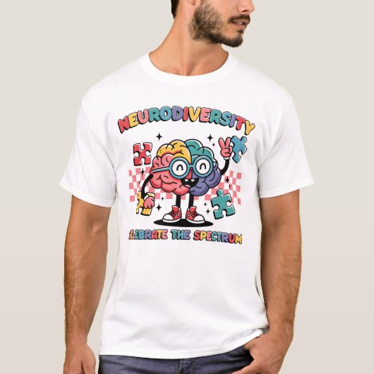 Neurodiversiteit viert de Spectrum Brain Puzzle T-shirt (Voorkant)