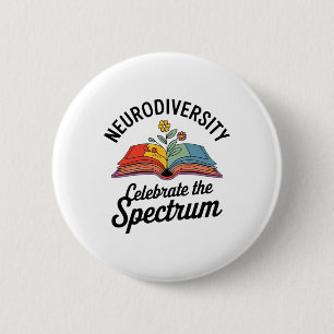 Neurodiversiteit viert het Spectrum Boek Autisme Ronde Button 5,7 Cm
