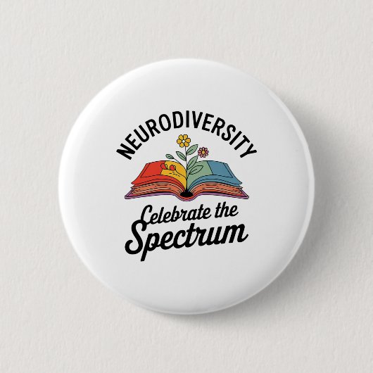 Neurodiversiteit viert het Spectrum Boek Autisme Ronde Button 5,7 Cm (Voorkant)