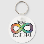 Neurodiversity Autism Acceptance Rainbow Button Sleutelhanger (Voorkant)