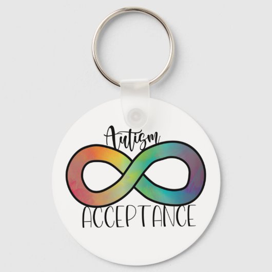 Neurodiversity Autism Acceptance Rainbow Button Sleutelhanger (Voorkant)