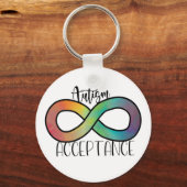 Neurodiversity Autism Acceptance Rainbow Button Sleutelhanger (Voorkant)