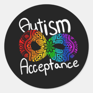 Neurodiversity Autism Acceptatie Rainbow Button Cl Ronde Sticker