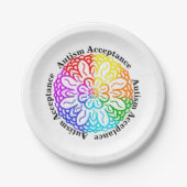 Neurodiversity Autism Acceptatie Rainbow Mandala Papieren Bordje (Voorkant)