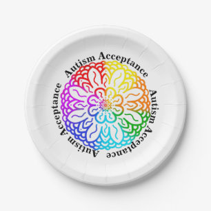 Neurodiversity Autism Acceptatie Rainbow Mandala Papieren Bordje
