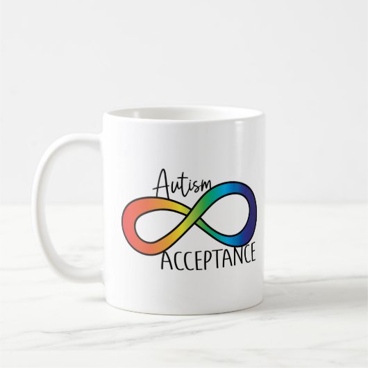 Neurodiversity Autism Acceptation Rainbow Button Koffiemok (Links)