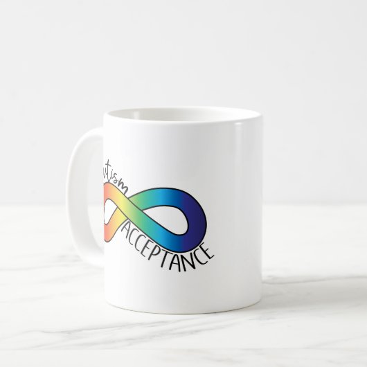 Neurodiversity Autism Acceptation Rainbow Button Koffiemok (Voorkant links)