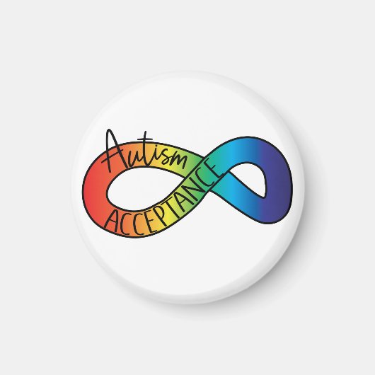 Neurodiversity Autism Acceptation Rainbow Button Magneet (Voorkant)