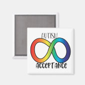 Neurodiversity Autism Acceptation Rainbow Button Magneet (Voorkant / Achterkant)
