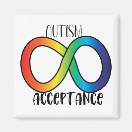 Neurodiversity Autism Acceptation Rainbow Button Magneet