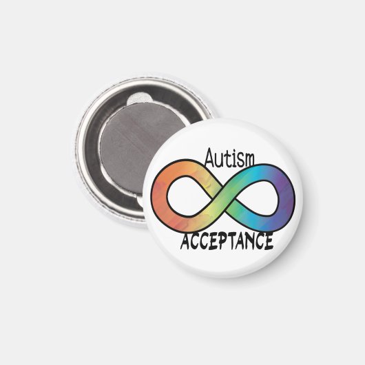 Neurodiversity Autism Acceptation Rainbow Button Magneet (Voorkant / Achterkant)