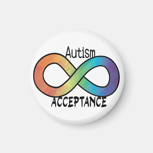 Neurodiversity Autism Acceptation Rainbow Button Magneet (Voorkant)