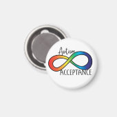 Neurodiversity Autism Acceptation Rainbow Button Magneet (Voorkant / Achterkant)