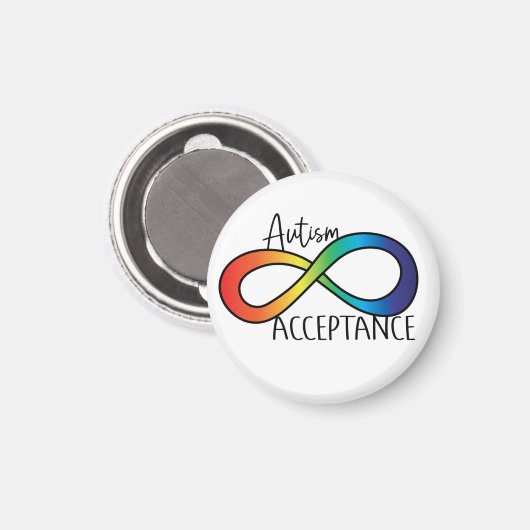 Neurodiversity Autism Acceptation Rainbow Button Magneet (Voorkant / Achterkant)