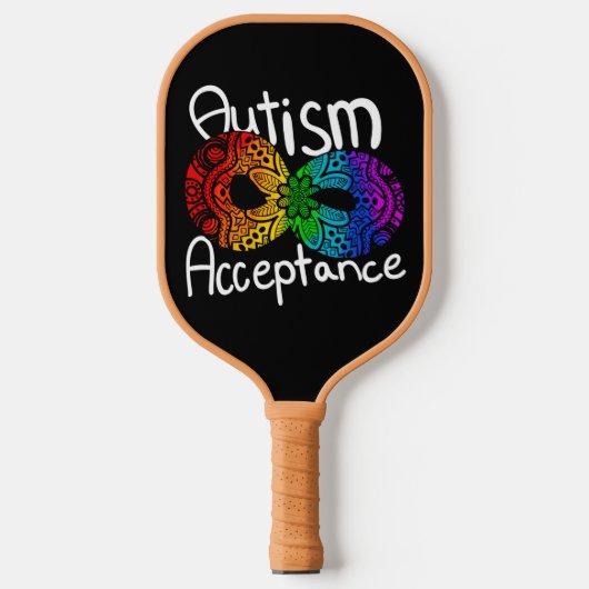 Neurodiversity Autism Acceptation Rainbow Button Pickleball Paddle (Voorkant)