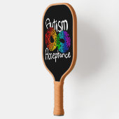 Neurodiversity Autism Acceptation Rainbow Button Pickleball Paddle (Links)