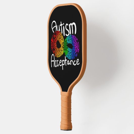 Neurodiversity Autism Acceptation Rainbow Button Pickleball Paddle (Links)