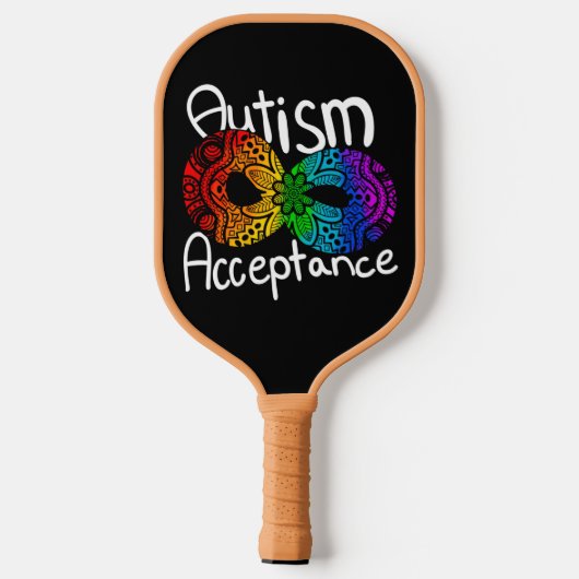 Neurodiversity Autism Acceptation Rainbow Button Pickleball Paddle (Achterkant)