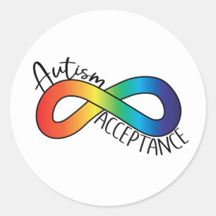 Neurodiversity Autism Acceptation Rainbow Button Ronde Sticker