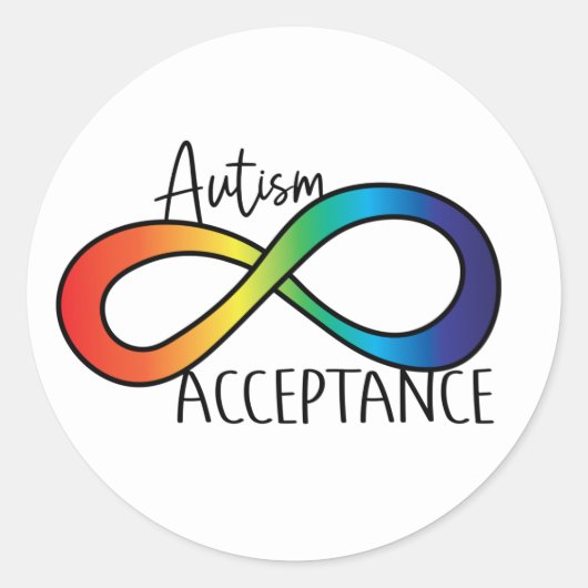 Neurodiversity Autism Acceptation Rainbow Button Ronde Sticker (Voorkant)