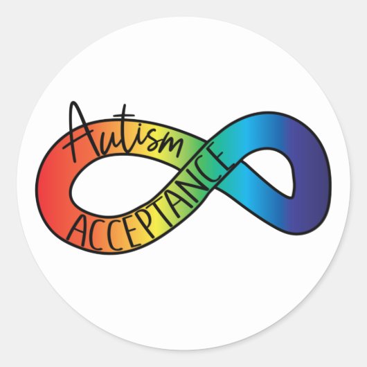 Neurodiversity Autism Acceptation Rainbow Button Ronde Sticker (Voorkant)