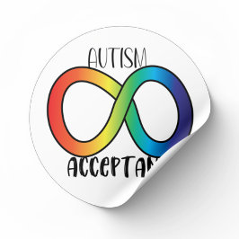 Neurodiversity Autism Acceptation Rainbow Button Ronde Sticker