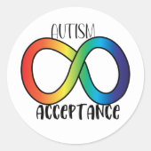 Neurodiversity Autism Acceptation Rainbow Button Ronde Sticker (Voorkant)